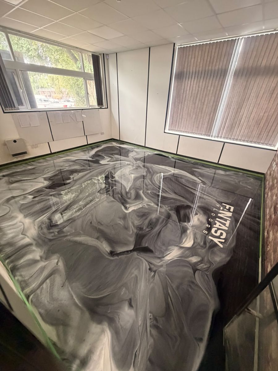Black metallic office resin floor